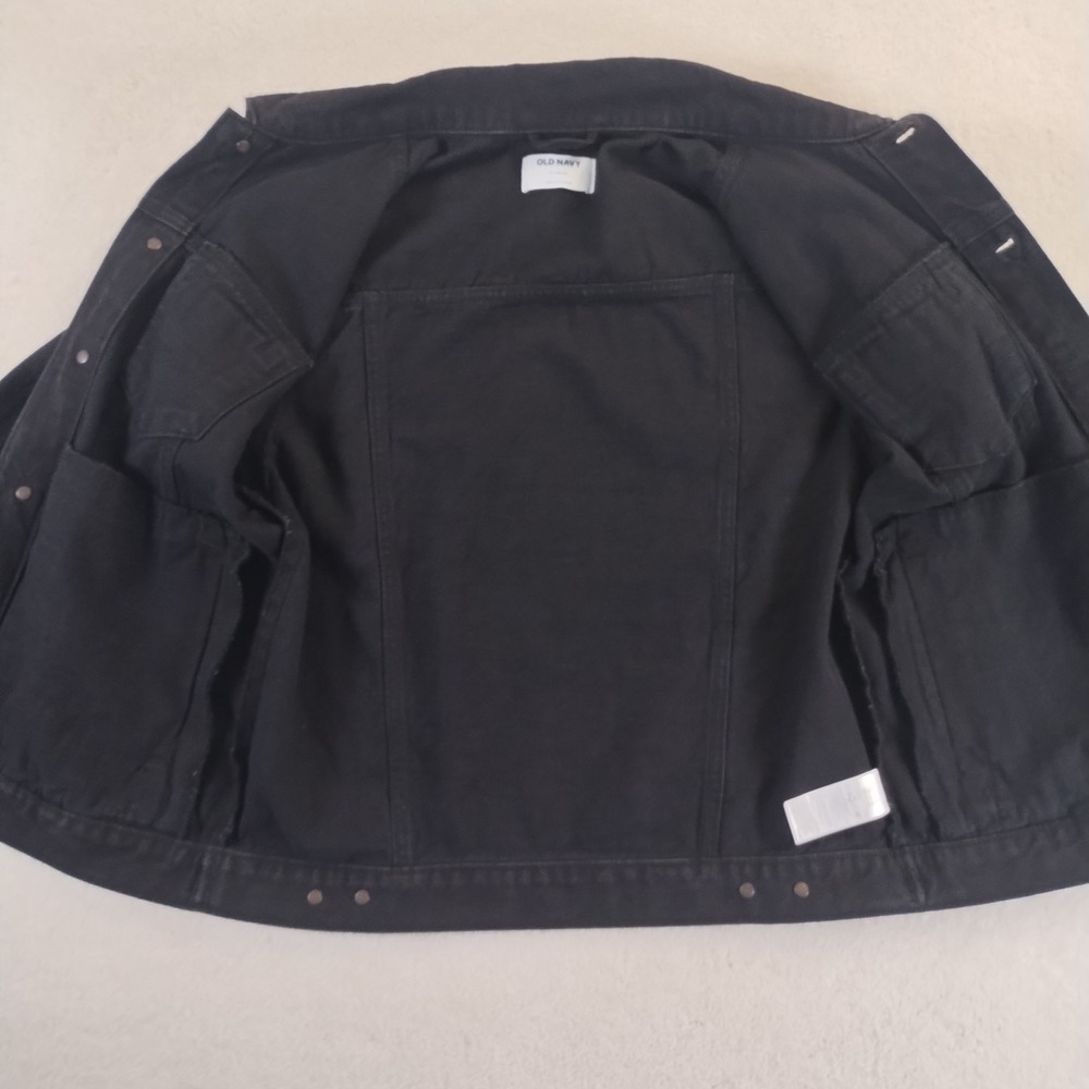Old Navy Denim Jacket Fits Adult S/XS Black Trucker Cowboy Grunge Workwear - Picture 5 of 14